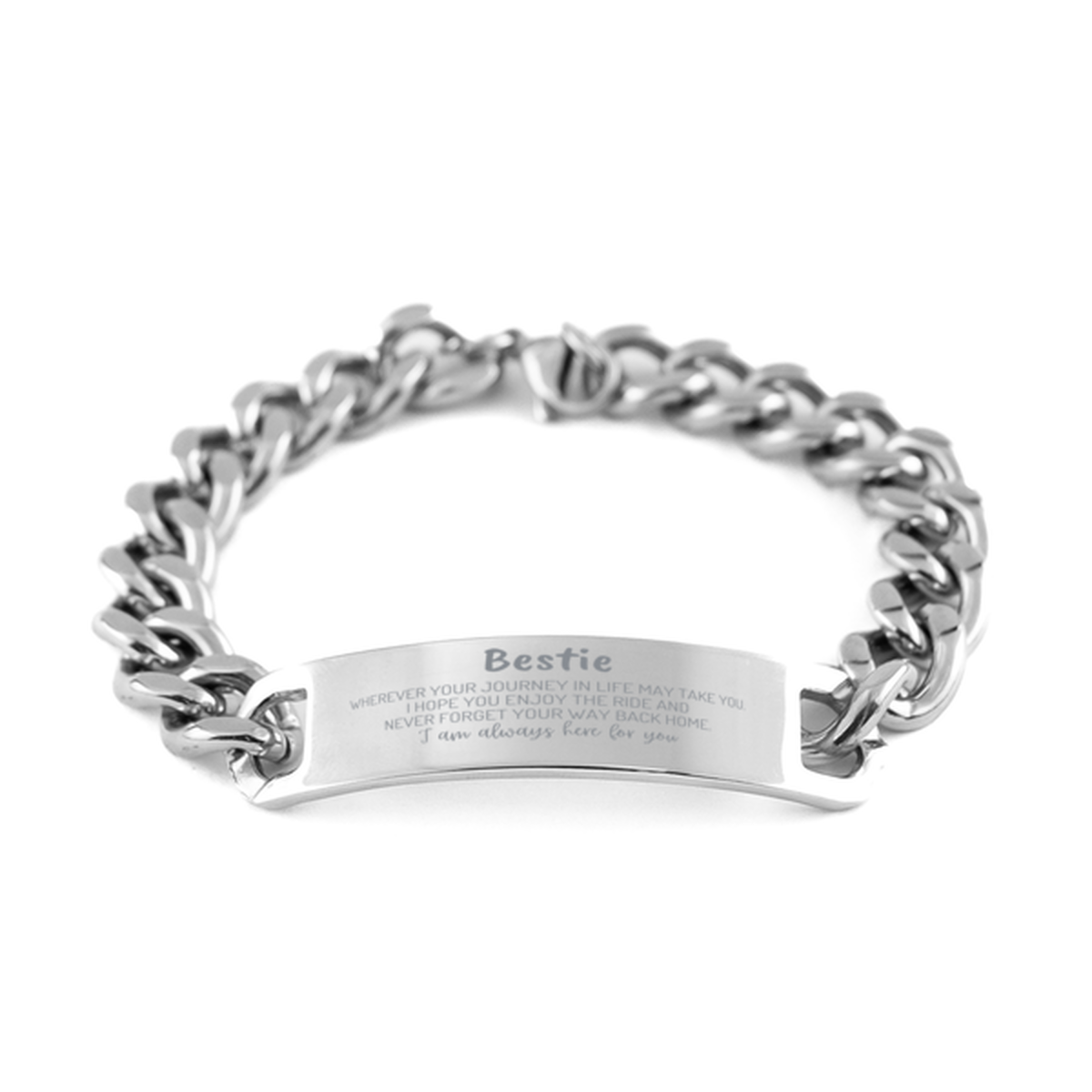 Bestie wherever your journey in life may take you, I am always here for you Bestie Cuban Chain Stainless Steel Bracelet, Awesome Christmas Gifts For Bestie, Bestie Birthday Gifts for Men Women Family Loved One