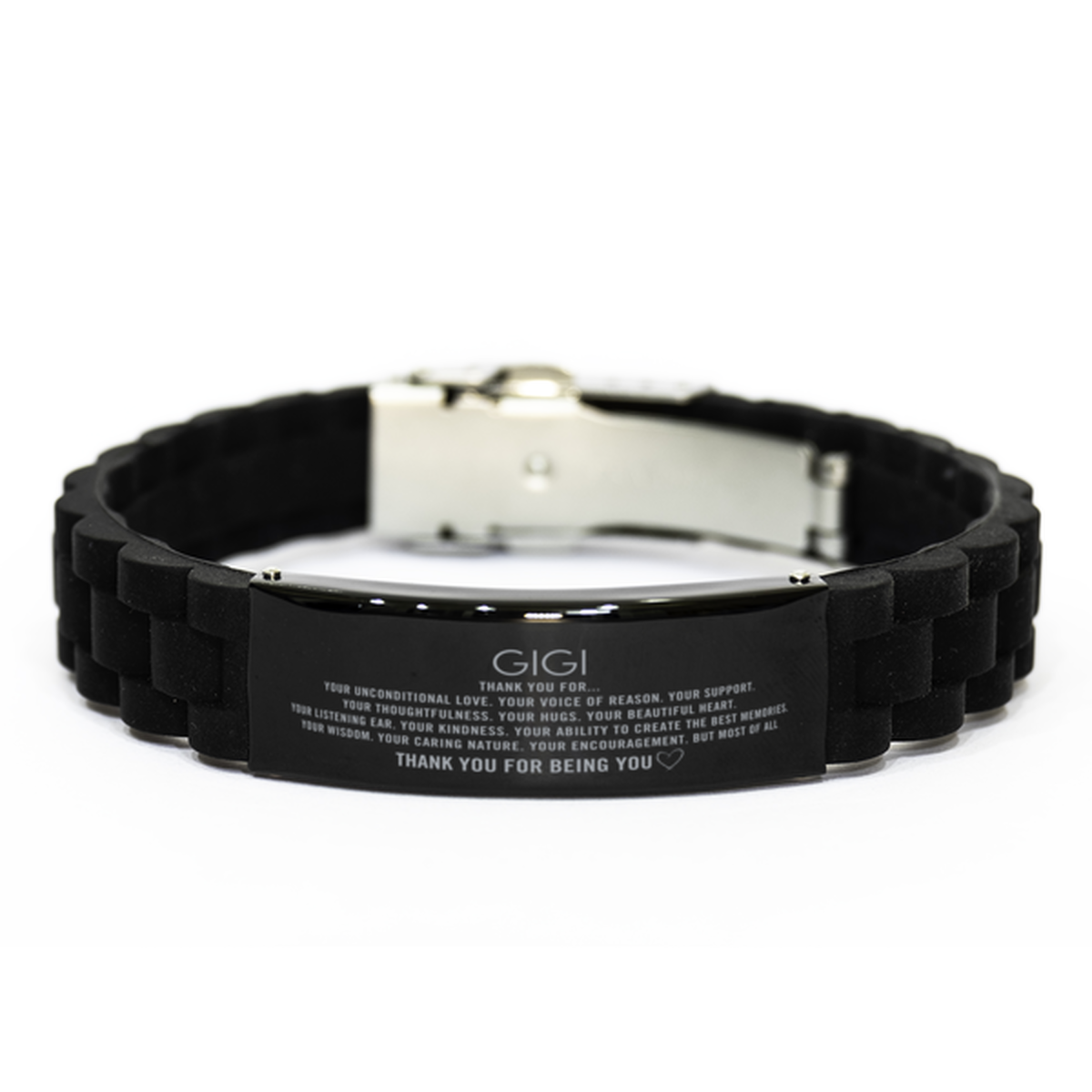 Gigi Black Glidelock Clasp Bracelet Custom, Engraved Gifts For Gigi Christmas Graduation Birthday Gifts for Men Women Gigi Thank you for Your unconditional love