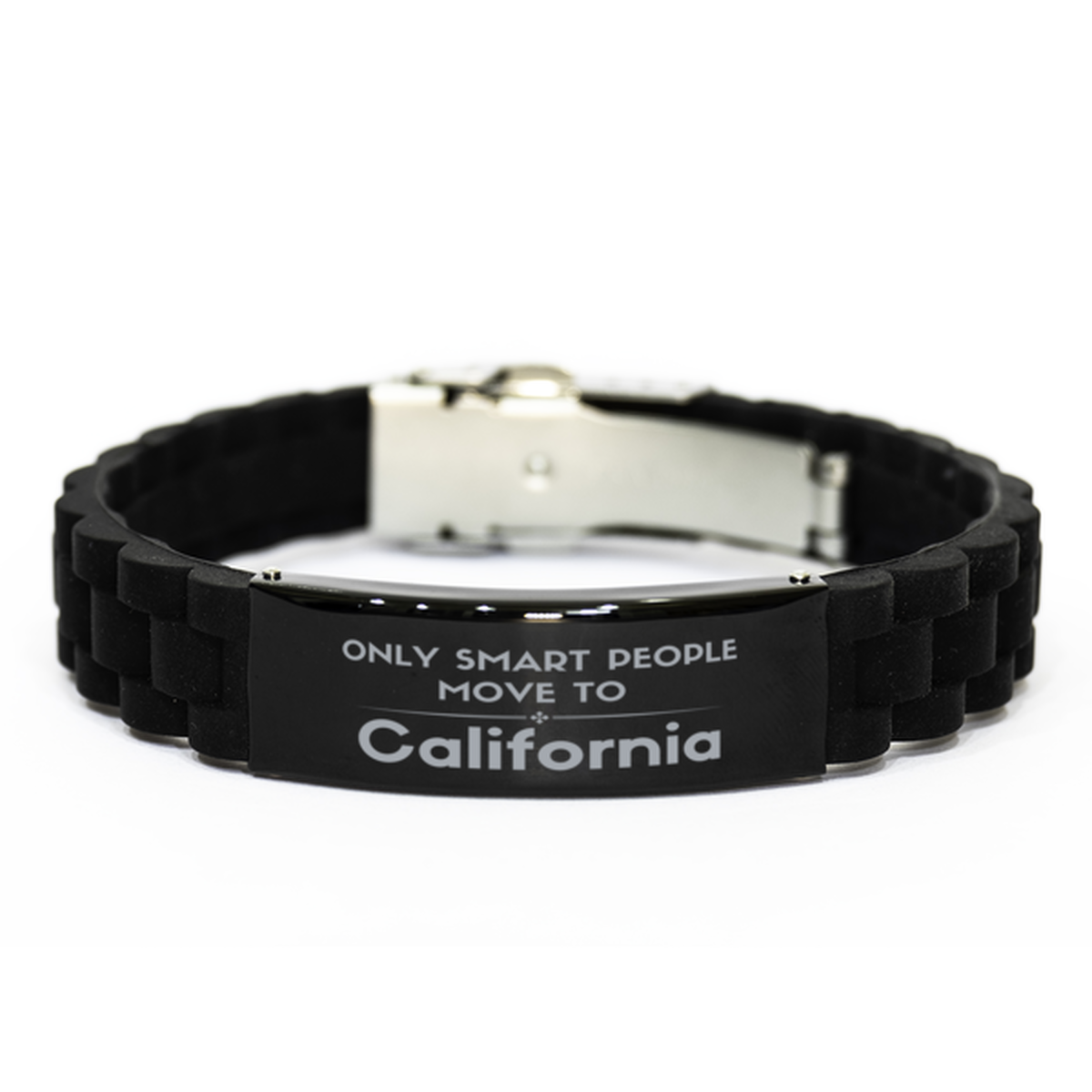 Only smart people move to California Black Glidelock Clasp Bracelet, Gag Gifts For California, Move to California Gifts for Friends Coworker Funny Saying Quote