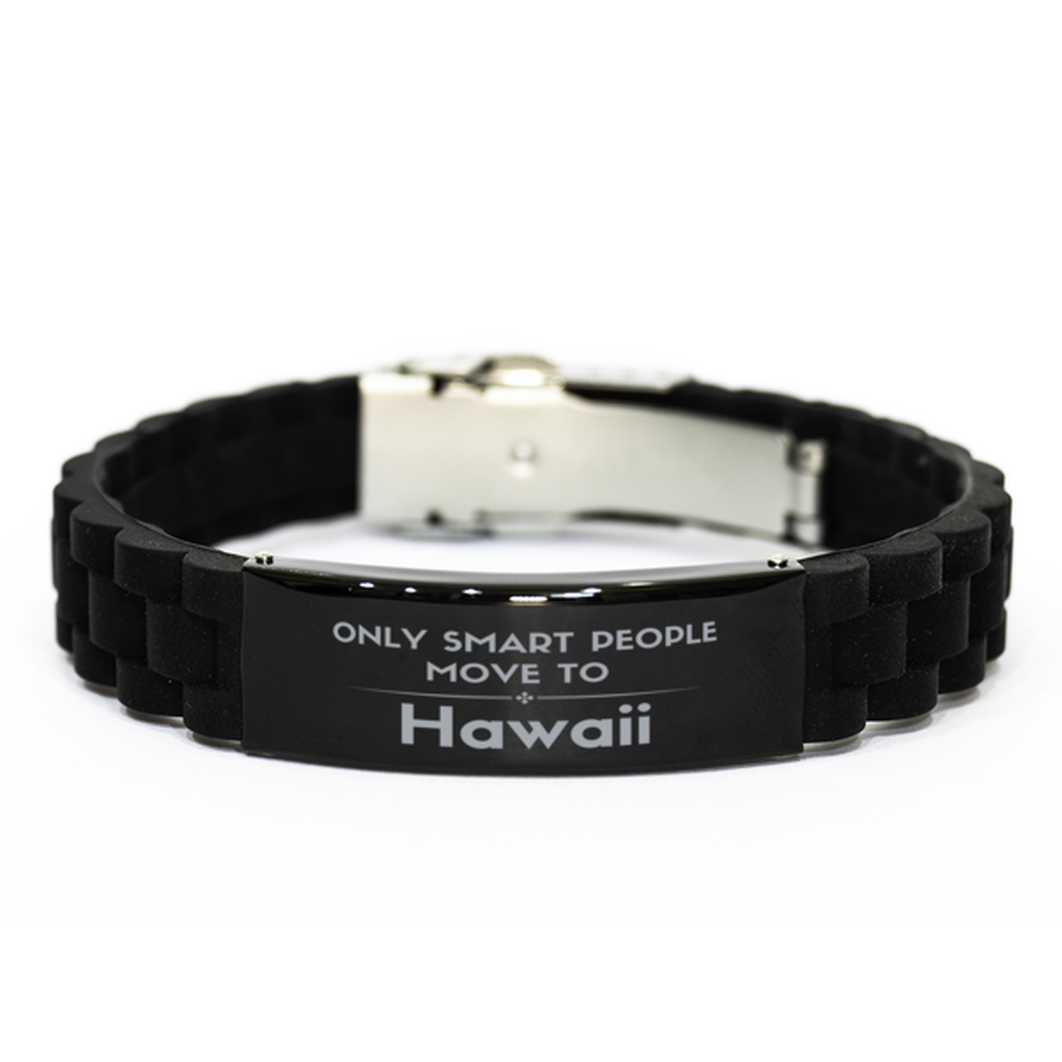 Only smart people move to Hawaii Black Glidelock Clasp Bracelet, Gag Gifts For Hawaii, Move to Hawaii Gifts for Friends Coworker Funny Saying Quote