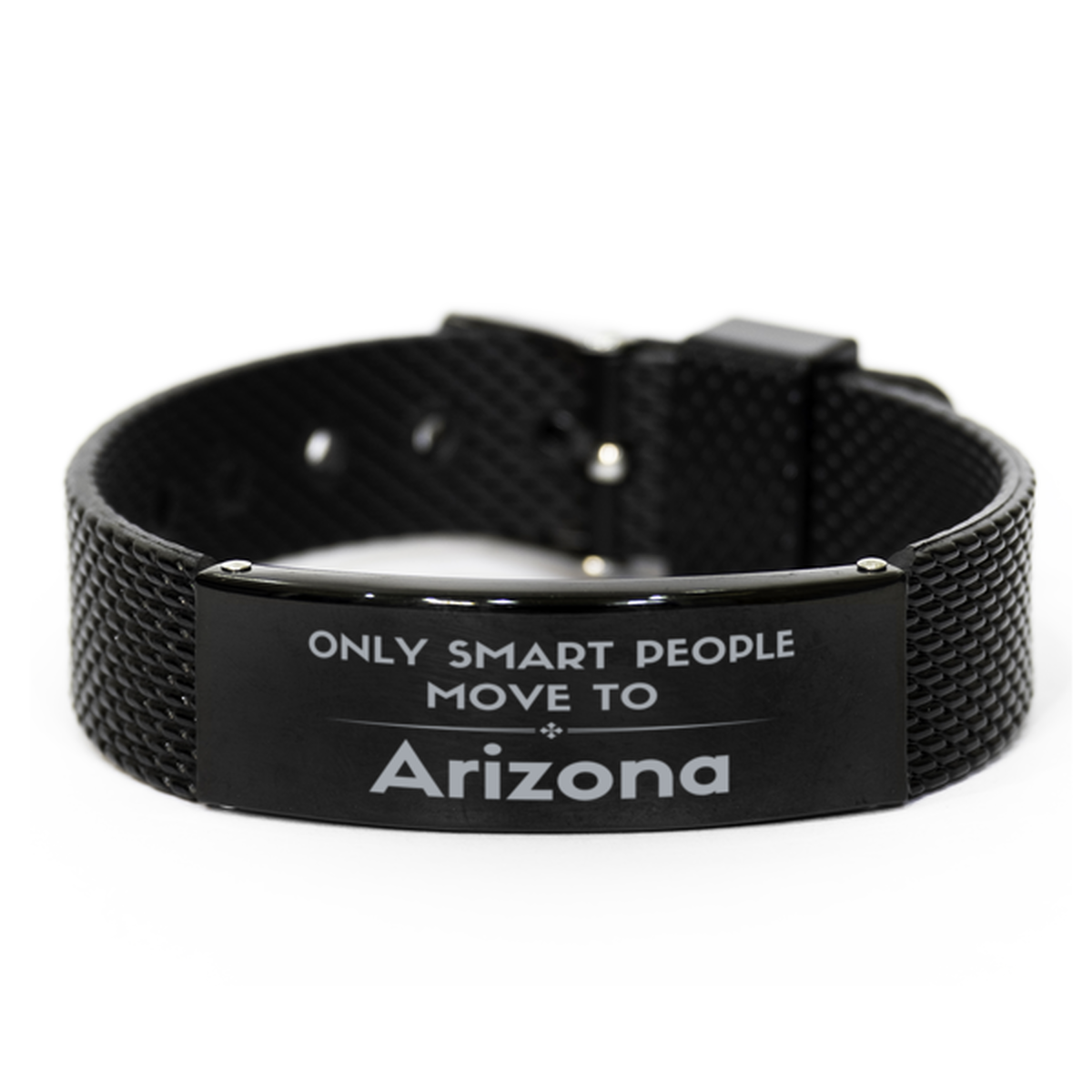 Only smart people move to Arizona Black Shark Mesh Bracelet, Gag Gifts For Arizona, Move to Arizona Gifts for Friends Coworker Funny Saying Quote