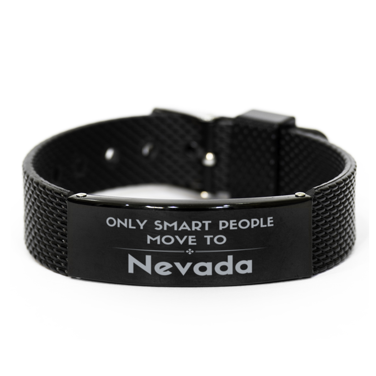 Only smart people move to Nevada Black Shark Mesh Bracelet, Gag Gifts For Nevada, Move to Nevada Gifts for Friends Coworker Funny Saying Quote