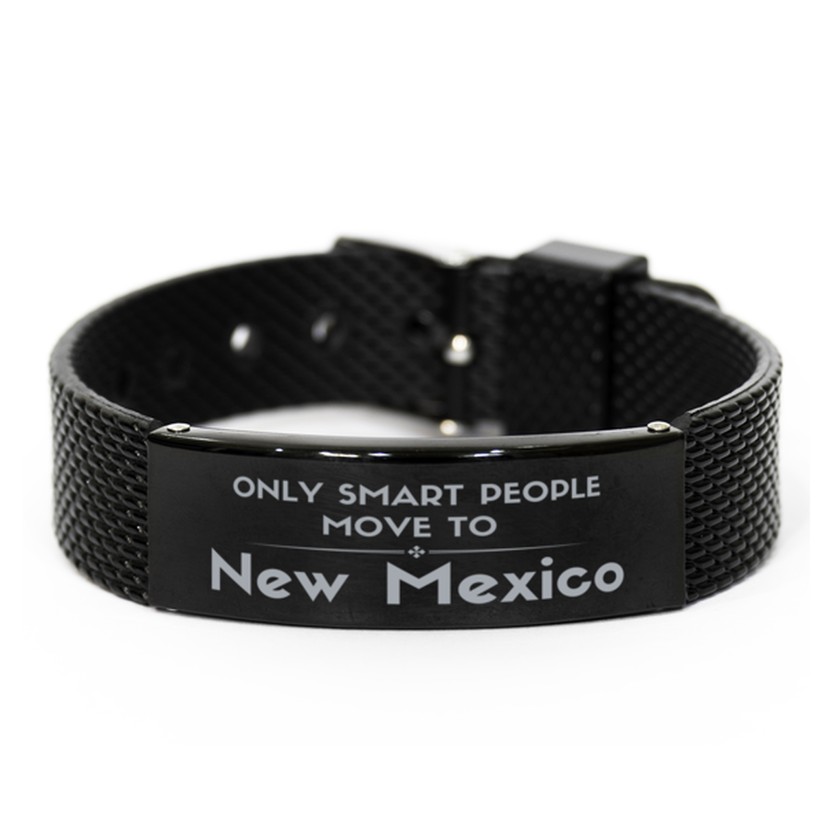 Only smart people move to New Mexico Black Shark Mesh Bracelet, Gag Gifts For New Mexico, Move to New Mexico Gifts for Friends Coworker Funny Saying Quote