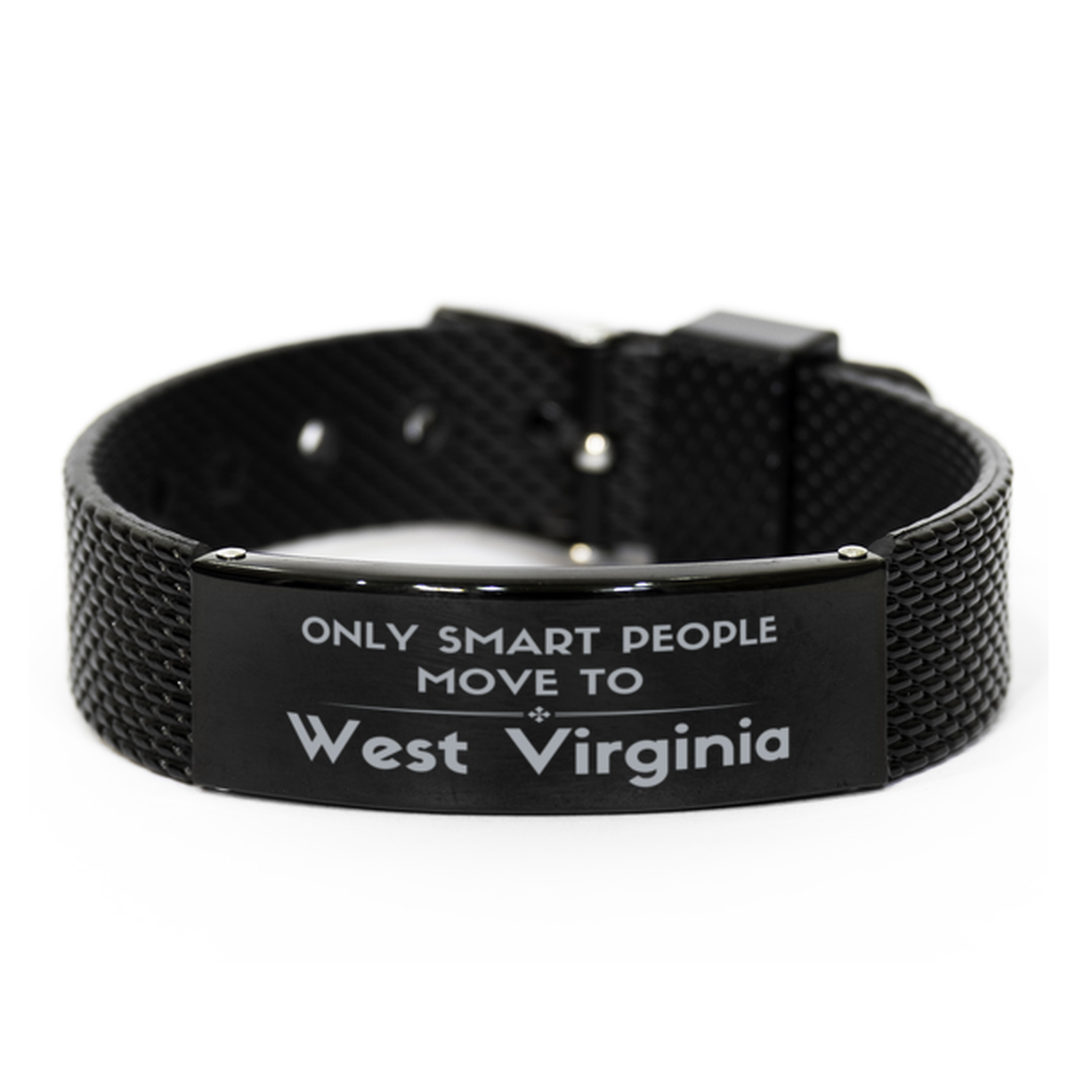 Only smart people move to West Virginia Black Shark Mesh Bracelet, Gag Gifts For West Virginia, Move to West Virginia Gifts for Friends Coworker Funny Saying Quote