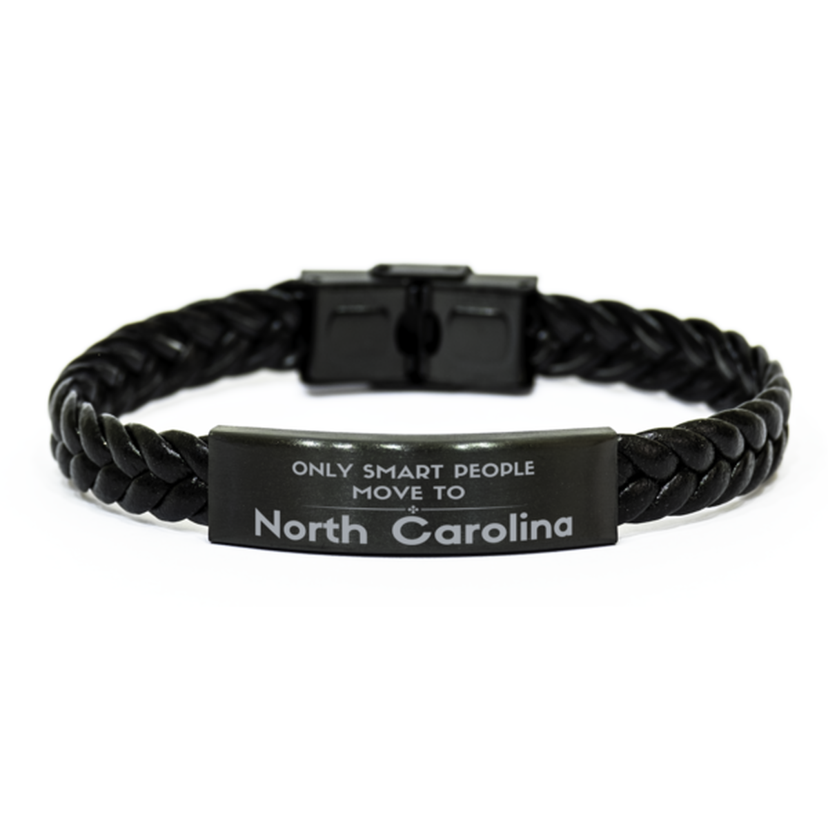 Only smart people move to North Carolina Braided Leather Bracelet, Gag Gifts For North Carolina, Move to North Carolina Gifts for Friends Coworker Funny Saying Quote