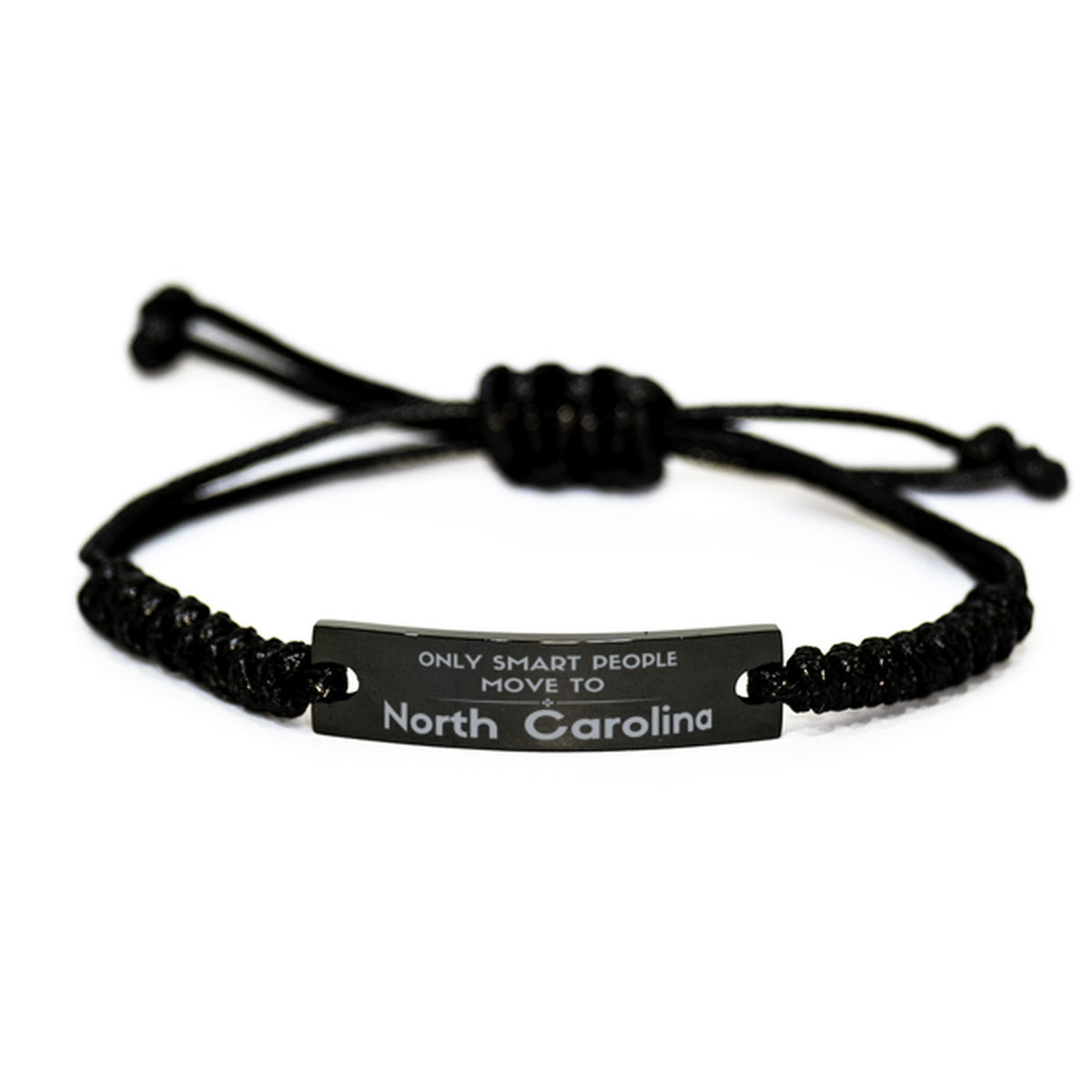 Only smart people move to North Carolina Black Rope Bracelet, Gag Gifts For North Carolina, Move to North Carolina Gifts for Friends Coworker Funny Saying Quote