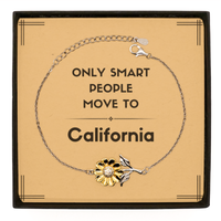 Load image into Gallery viewer, Only smart people move to California Sunflower Bracelet, Message Card Gifts For California, Move to California Gifts for Friends Coworker Funny Saying Quote
