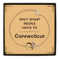 Load image into Gallery viewer, Only smart people move to Connecticut Sunflower Bracelet, Message Card Gifts For Connecticut, Move to Connecticut Gifts for Friends Coworker Funny Saying Quote
