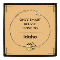 Load image into Gallery viewer, Only smart people move to Idaho Sunflower Bracelet, Message Card Gifts For Idaho, Move to Idaho Gifts for Friends Coworker Funny Saying Quote
