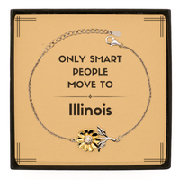 Load image into Gallery viewer, Only smart people move to Illinois Sunflower Bracelet, Message Card Gifts For Illinois, Move to Illinois Gifts for Friends Coworker Funny Saying Quote
