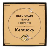 Load image into Gallery viewer, Only smart people move to Kentucky Sunflower Bracelet, Message Card Gifts For Kentucky, Move to Kentucky Gifts for Friends Coworker Funny Saying Quote
