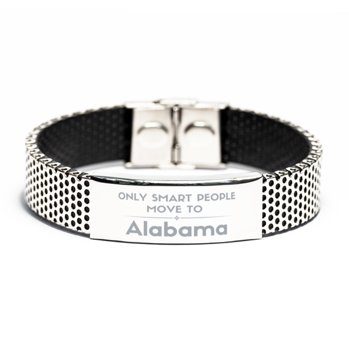 Only smart people move to Alabama Stainless Steel Bracelet, Gag Gifts For Alabama, Move to Alabama Gifts for Friends Coworker Funny Saying Quote