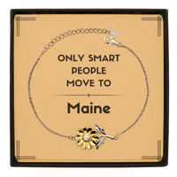 Load image into Gallery viewer, Only smart people move to Maine Sunflower Bracelet, Message Card Gifts For Maine, Move to Maine Gifts for Friends Coworker Funny Saying Quote
