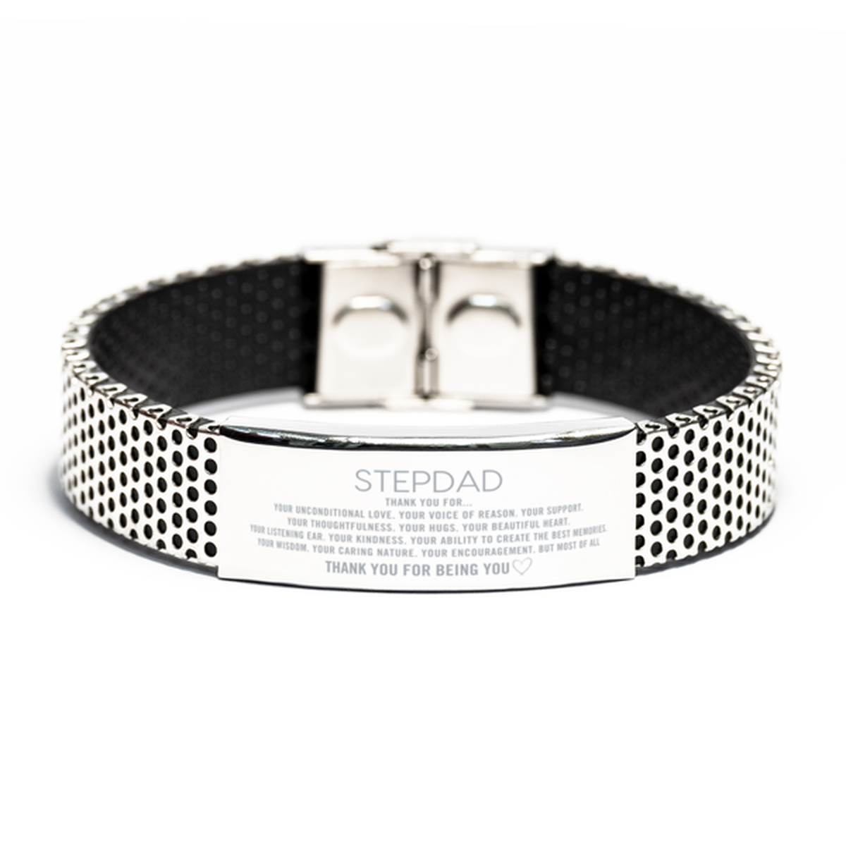 Stepdad Stainless Steel Bracelet Custom, Engraved Gifts For Stepdad Christmas Graduation Birthday Gifts for Men Women Stepdad Thank you for Your unconditional love