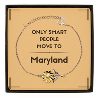 Load image into Gallery viewer, Only smart people move to Maryland Sunflower Bracelet, Message Card Gifts For Maryland, Move to Maryland Gifts for Friends Coworker Funny Saying Quote
