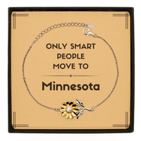 Load image into Gallery viewer, Only smart people move to Minnesota Sunflower Bracelet, Message Card Gifts For Minnesota, Move to Minnesota Gifts for Friends Coworker Funny Saying Quote
