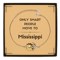 Load image into Gallery viewer, Only smart people move to Mississippi Sunflower Bracelet, Message Card Gifts For Mississippi, Move to Mississippi Gifts for Friends Coworker Funny Saying Quote
