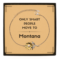 Load image into Gallery viewer, Only smart people move to Montana Sunflower Bracelet, Message Card Gifts For Montana, Move to Montana Gifts for Friends Coworker Funny Saying Quote
