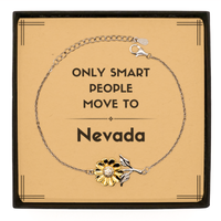 Load image into Gallery viewer, Only smart people move to Nevada Sunflower Bracelet, Message Card Gifts For Nevada, Move to Nevada Gifts for Friends Coworker Funny Saying Quote

