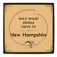 Load image into Gallery viewer, Only smart people move to New Hampshire Sunflower Bracelet, Message Card Gifts For New Hampshire, Move to New Hampshire Gifts for Friends Coworker Funny Saying Quote
