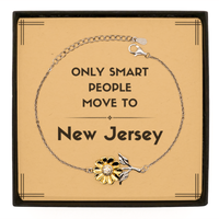 Load image into Gallery viewer, Only smart people move to New Jersey Sunflower Bracelet, Message Card Gifts For New Jersey, Move to New Jersey Gifts for Friends Coworker Funny Saying Quote
