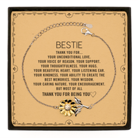 Load image into Gallery viewer, Bestie Sunflower Bracelet Custom, Message Card Gifts For Bestie Christmas Graduation Birthday Gifts for Men Women Bestie Thank you for Your unconditional love
