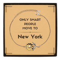 Load image into Gallery viewer, Only smart people move to New York Sunflower Bracelet, Message Card Gifts For New York, Move to New York Gifts for Friends Coworker Funny Saying Quote
