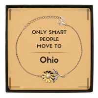 Load image into Gallery viewer, Only smart people move to Ohio Sunflower Bracelet, Message Card Gifts For Ohio, Move to Ohio Gifts for Friends Coworker Funny Saying Quote
