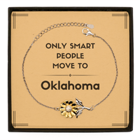 Load image into Gallery viewer, Only smart people move to Oklahoma Sunflower Bracelet, Message Card Gifts For Oklahoma, Move to Oklahoma Gifts for Friends Coworker Funny Saying Quote
