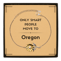 Load image into Gallery viewer, Only smart people move to Oregon Sunflower Bracelet, Message Card Gifts For Oregon, Move to Oregon Gifts for Friends Coworker Funny Saying Quote
