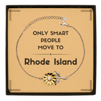 Load image into Gallery viewer, Only smart people move to Rhode Island Sunflower Bracelet, Message Card Gifts For Rhode Island, Move to Rhode Island Gifts for Friends Coworker Funny Saying Quote
