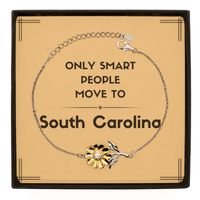 Load image into Gallery viewer, Only smart people move to South Carolina Sunflower Bracelet, Message Card Gifts For South Carolina, Move to South Carolina Gifts for Friends Coworker Funny Saying Quote
