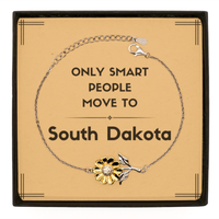 Load image into Gallery viewer, Only smart people move to South Dakota Sunflower Bracelet, Message Card Gifts For South Dakota, Move to South Dakota Gifts for Friends Coworker Funny Saying Quote
