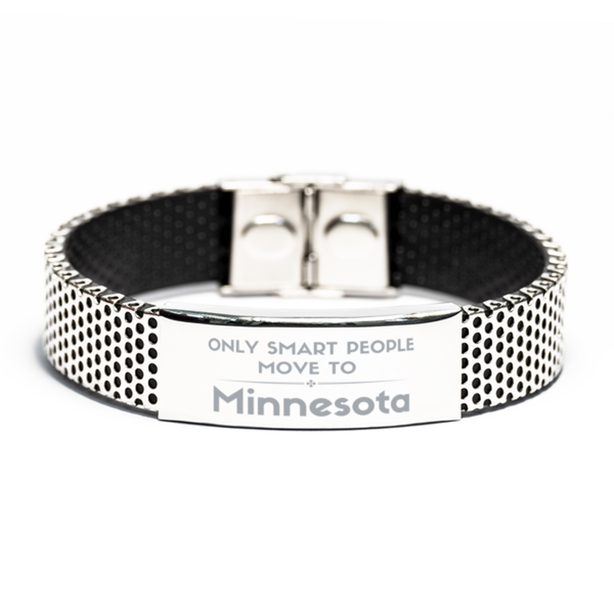 Only smart people move to Minnesota Stainless Steel Bracelet, Gag Gifts For Minnesota, Move to Minnesota Gifts for Friends Coworker Funny Saying Quote