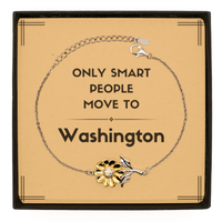 Load image into Gallery viewer, Only smart people move to Washington Sunflower Bracelet, Message Card Gifts For Washington, Move to Washington Gifts for Friends Coworker Funny Saying Quote
