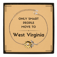 Load image into Gallery viewer, Only smart people move to West Virginia Sunflower Bracelet, Message Card Gifts For West Virginia, Move to West Virginia Gifts for Friends Coworker Funny Saying Quote
