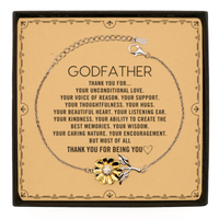 Load image into Gallery viewer, Godfather Sunflower Bracelet Custom, Message Card Gifts For Godfather Christmas Graduation Birthday Gifts for Men Women Godfather Thank you for Your unconditional love
