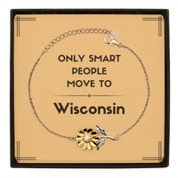 Load image into Gallery viewer, Only smart people move to Wisconsin Sunflower Bracelet, Message Card Gifts For Wisconsin, Move to Wisconsin Gifts for Friends Coworker Funny Saying Quote
