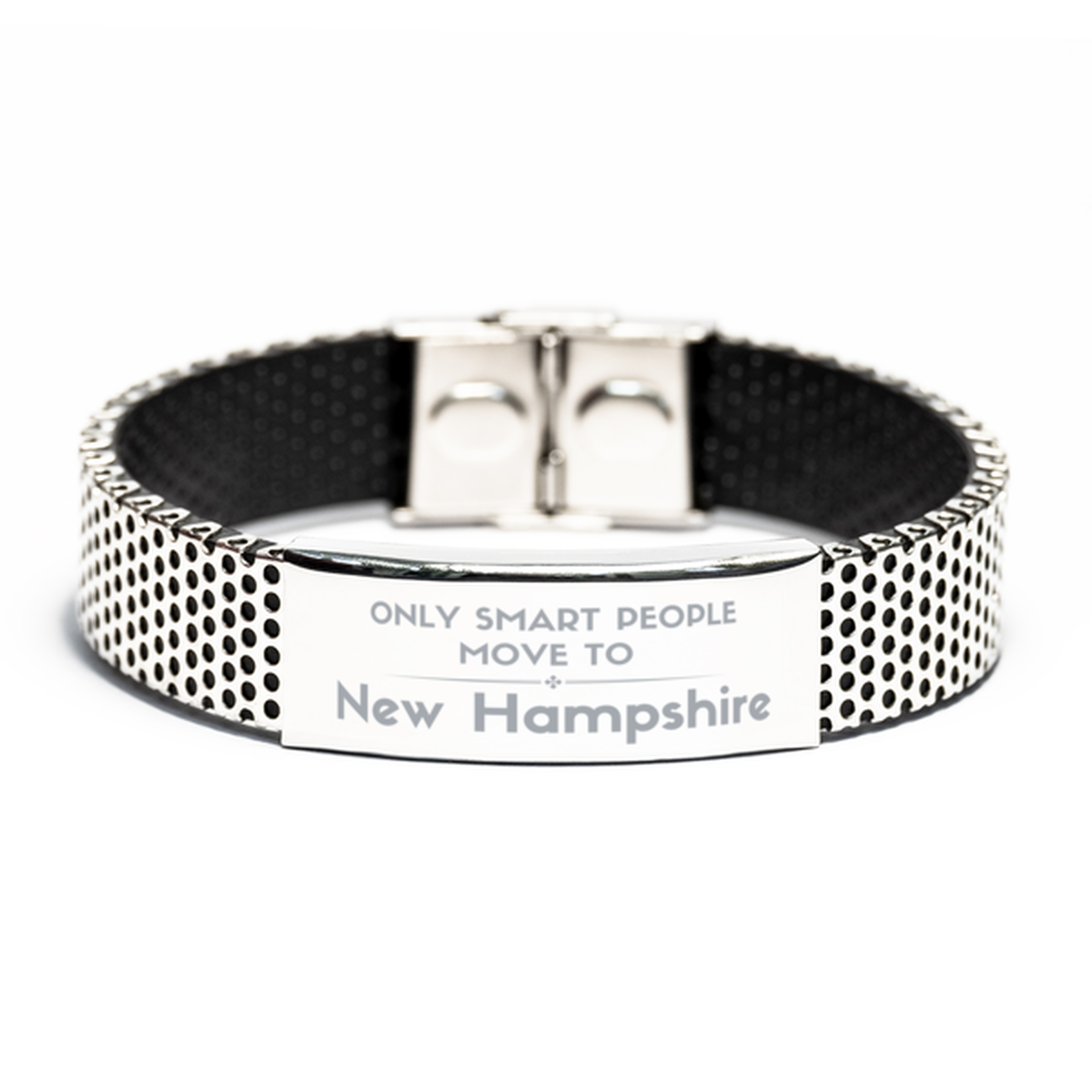 Only smart people move to New Hampshire Stainless Steel Bracelet, Gag Gifts For New Hampshire, Move to New Hampshire Gifts for Friends Coworker Funny Saying Quote