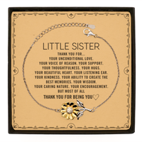 Load image into Gallery viewer, Little Sister Sunflower Bracelet Custom, Message Card Gifts For Little Sister Christmas Graduation Birthday Gifts for Men Women Little Sister Thank you for Your unconditional love
