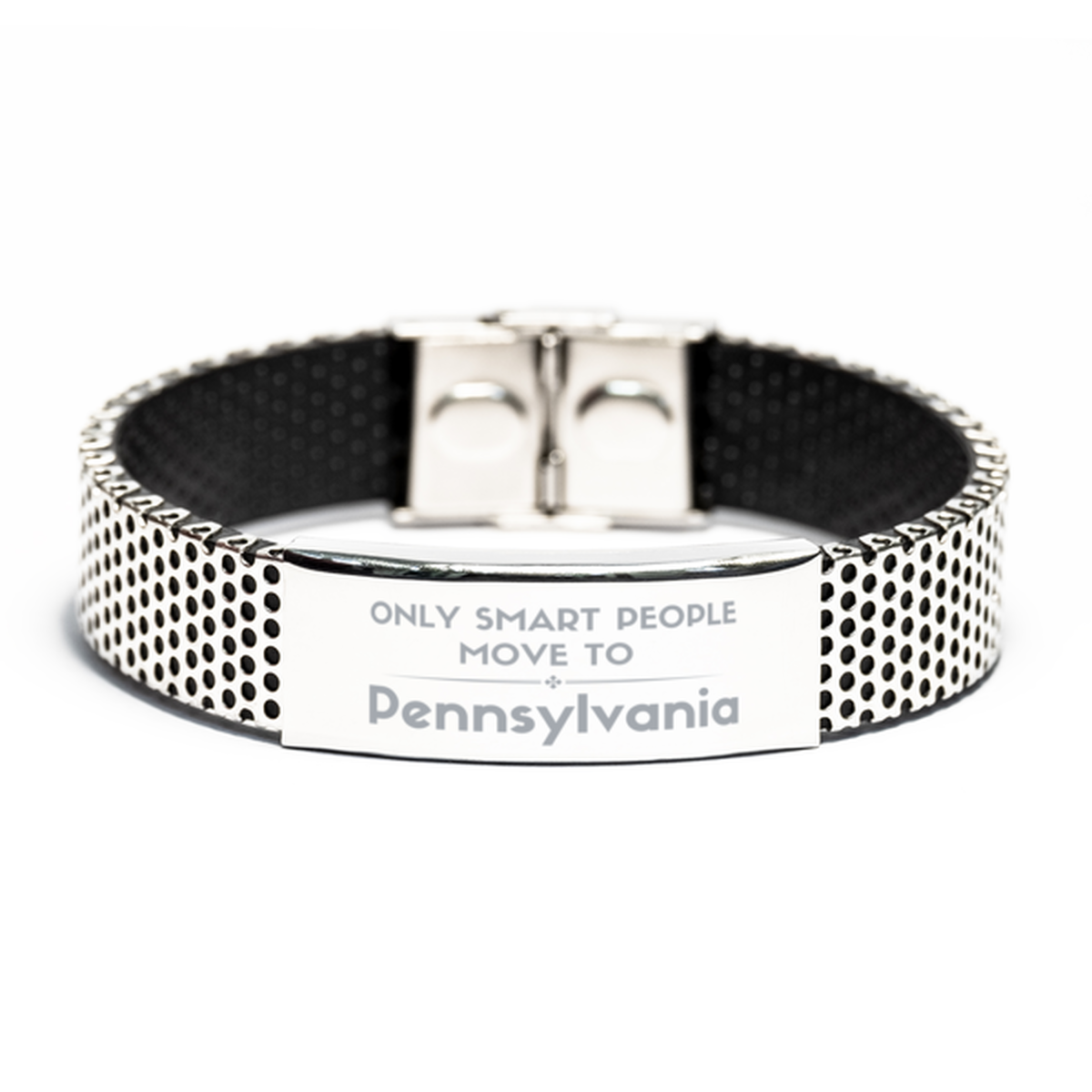 Only smart people move to Pennsylvania Stainless Steel Bracelet, Gag Gifts For Pennsylvania, Move to Pennsylvania Gifts for Friends Coworker Funny Saying Quote