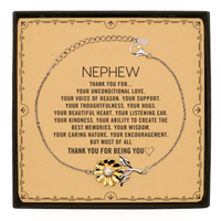Load image into Gallery viewer, Nephew Sunflower Bracelet Custom, Message Card Gifts For Nephew Christmas Graduation Birthday Gifts for Men Women Nephew Thank you for Your unconditional love
