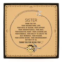 Load image into Gallery viewer, Sister Sunflower Bracelet Custom, Message Card Gifts For Sister Christmas Graduation Birthday Gifts for Men Women Sister Thank you for Your unconditional love
