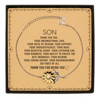 Load image into Gallery viewer, Son Sunflower Bracelet Custom, Message Card Gifts For Son Christmas Graduation Birthday Gifts for Men Women Son Thank you for Your unconditional love
