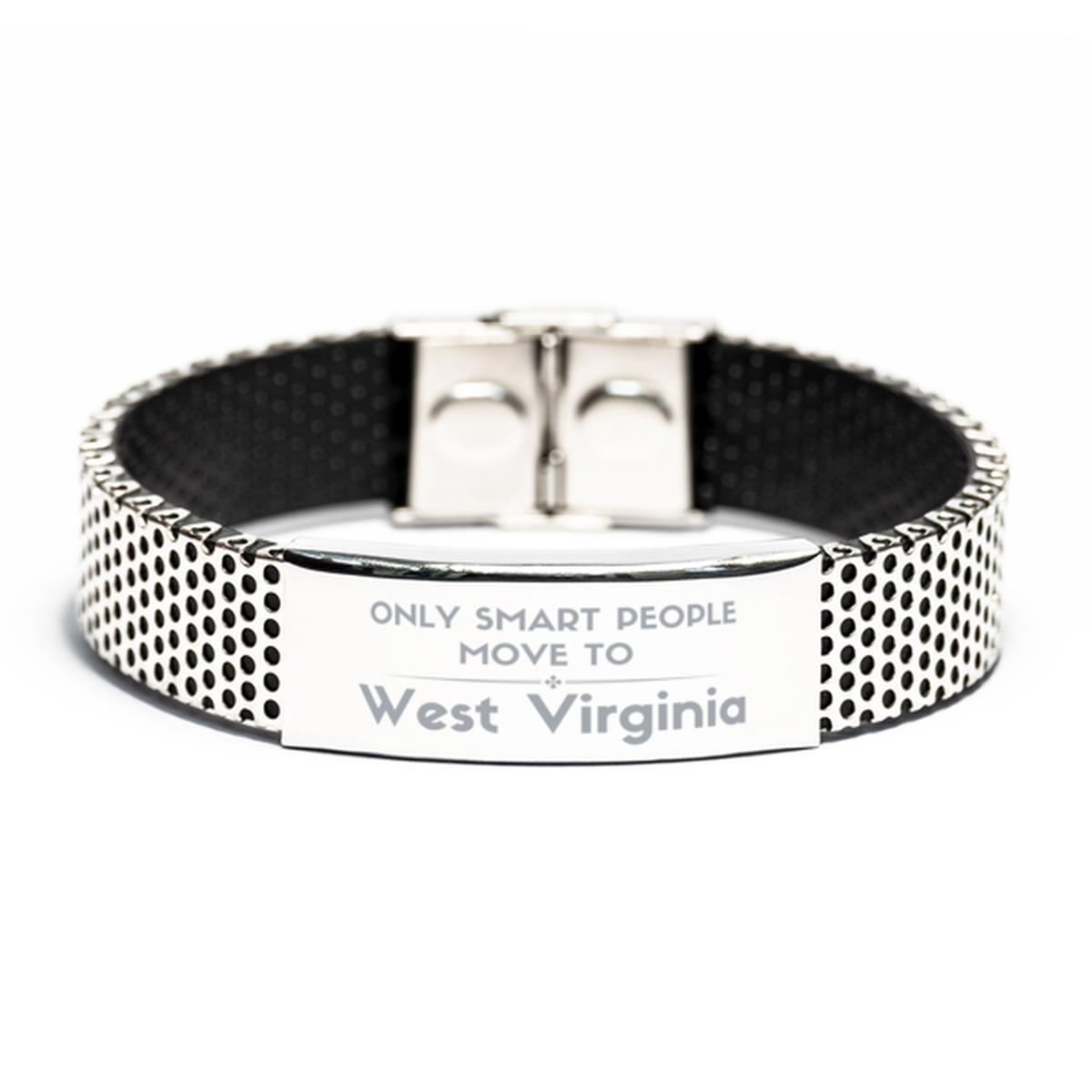 Only smart people move to West Virginia Stainless Steel Bracelet, Gag Gifts For West Virginia, Move to West Virginia Gifts for Friends Coworker Funny Saying Quote