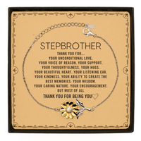 Load image into Gallery viewer, Stepbrother Sunflower Bracelet Custom, Message Card Gifts For Stepbrother Christmas Graduation Birthday Gifts for Men Women Stepbrother Thank you for Your unconditional love
