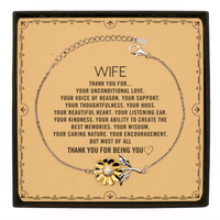 Load image into Gallery viewer, Wife Sunflower Bracelet Custom, Message Card Gifts For Wife Christmas Graduation Birthday Gifts for Men Women Wife Thank you for Your unconditional love
