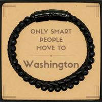 Load image into Gallery viewer, Only smart people move to Washington Stone Leather Bracelets, Message Card Gifts For Washington, Move to Washington Gifts for Friends Coworker Funny Saying Quote
