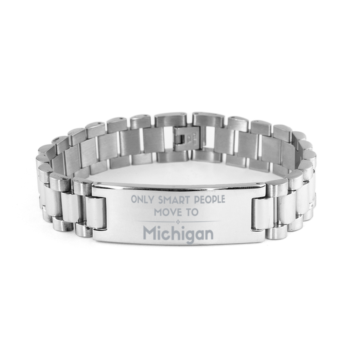 Only smart people move to Michigan Ladder Stainless Steel Bracelet, Gag Gifts For Michigan, Move to Michigan Gifts for Friends Coworker Funny Saying Quote