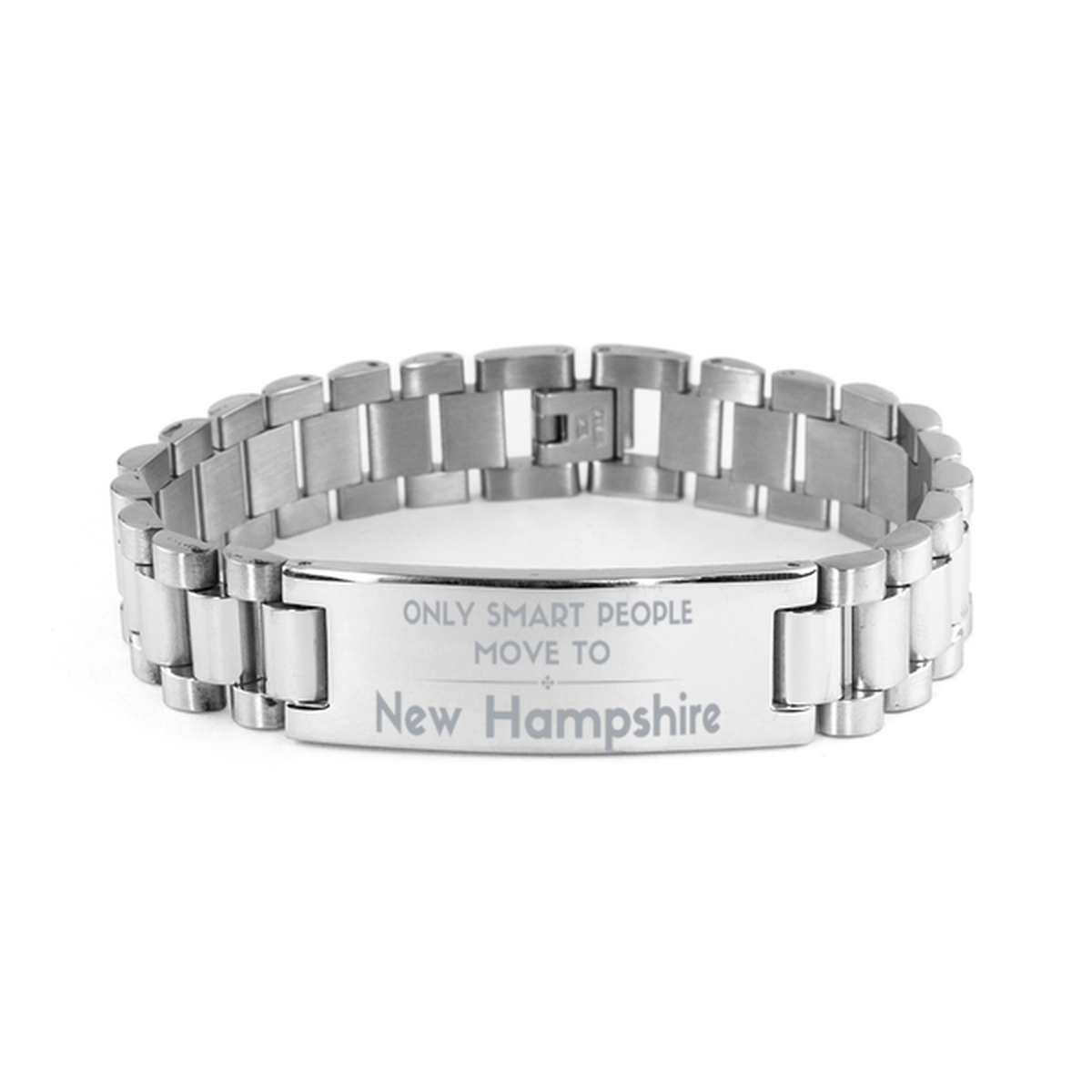 Only smart people move to New Hampshire Ladder Stainless Steel Bracelet, Gag Gifts For New Hampshire, Move to New Hampshire Gifts for Friends Coworker Funny Saying Quote